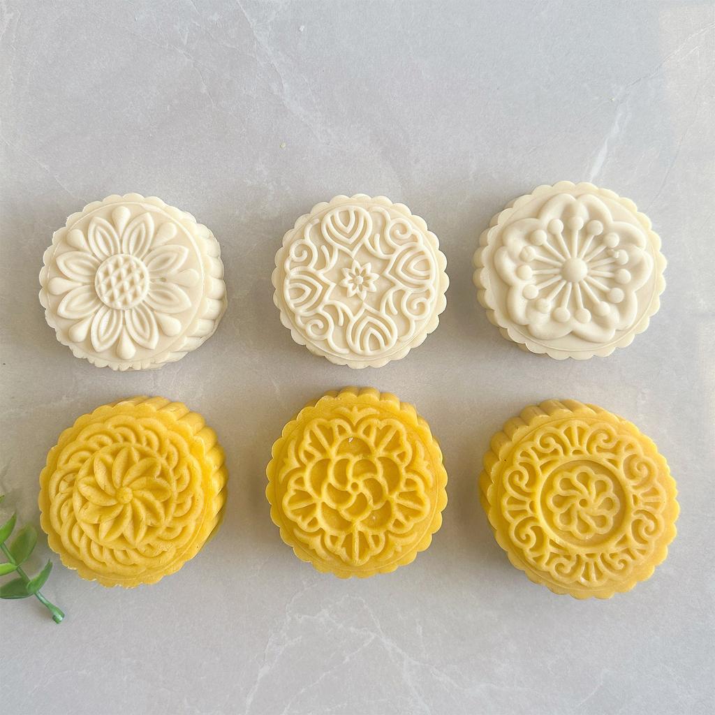Mehrzweck 100g Mondkuchen-Pressform Professionelle Mondkuchen-Bastelform 6 Verschiedene Muster Stempel für Kreative Bäcker