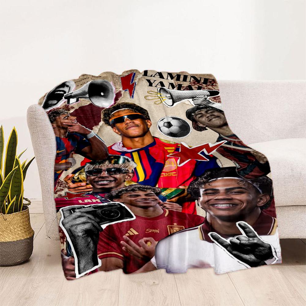 Lamine Yamal's Spain's Soccer Star Blanket Soft Warm Cozy Great for Chair Picnics Seaside Four Seasons Multipurpose Digital Print Best Holiday Gift fo