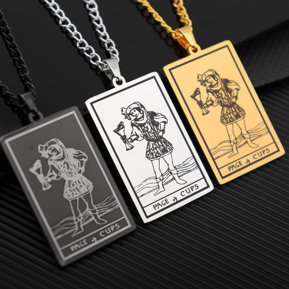 Waite Holy Grail Tarot Necklace European and American Retro Men's Hip-Hop Style Necklace