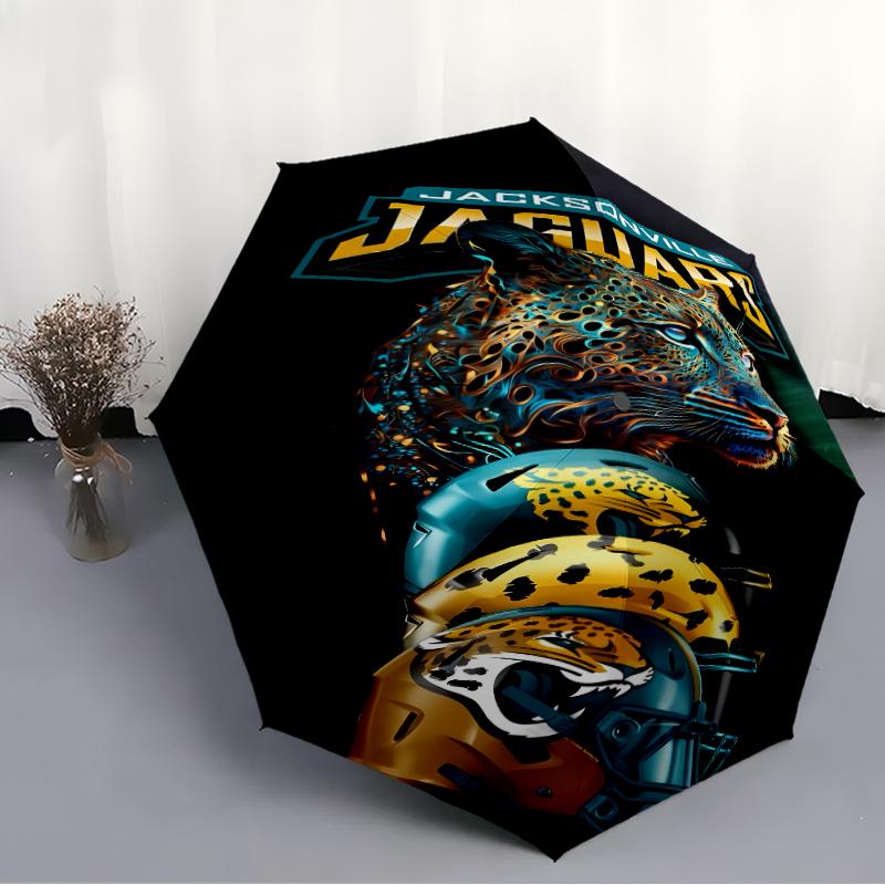 Printed Jacksonville Jaguars logo Folding Umbrella,Outdoor,Leisure,And Travel Umbrella,Durable Umbrella Fabric,Birthday And Holiday Gift