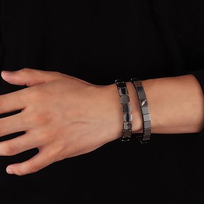 Hématite Noir Calculs Biliaires Bracelets Élastiques à Perles Carrées Pour Hommes Femmes