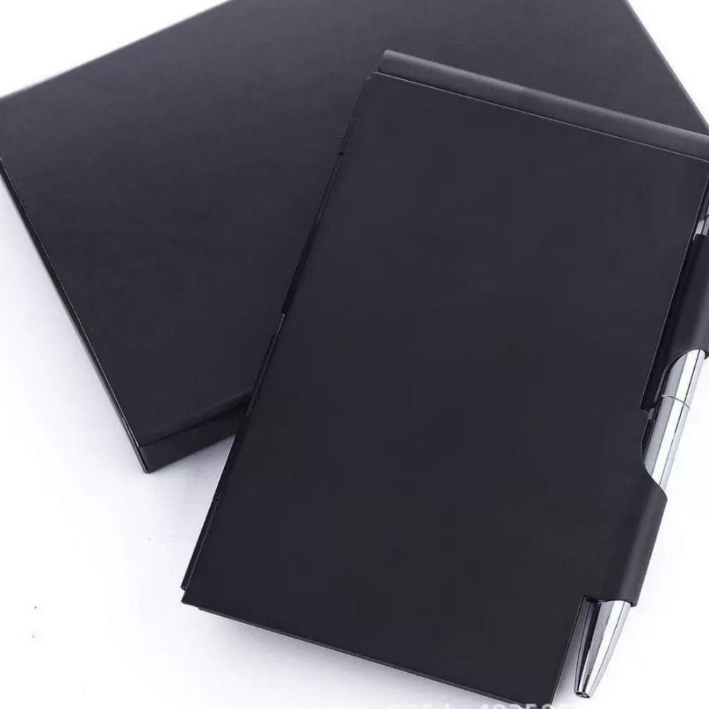 Tragbares Aluminium-Notizbuch mit Stifttasche Büro-Notizblock Nachfüllbares Papier mit Notizzetteln Metall-Taschennotizbuch Schüler Schule