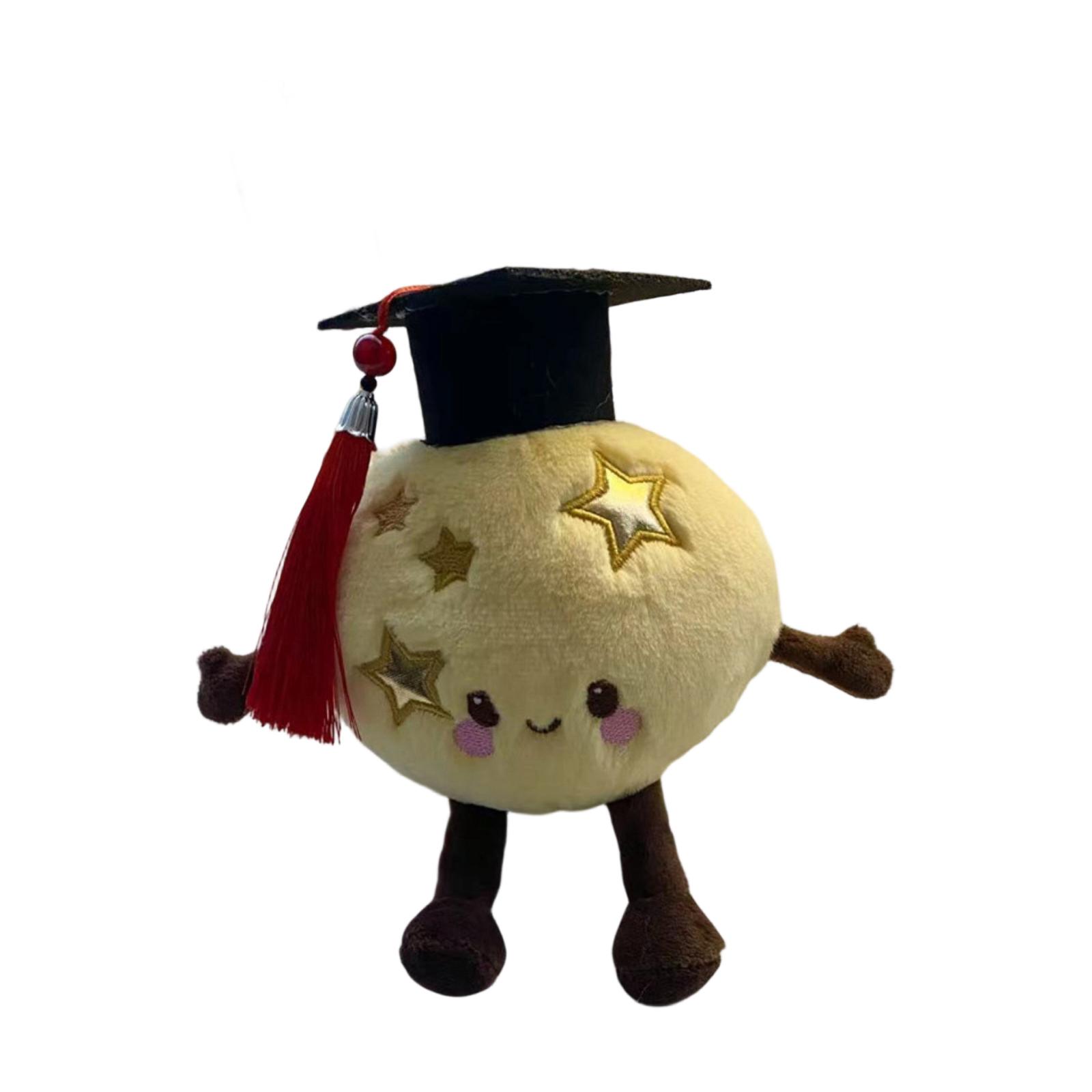 

Plush Graduation Doll Soft Stuffed Toy with Graduation Cap Star Embroidery Cute Round Shape Educational Gift for Students Graduation Celebration One Size