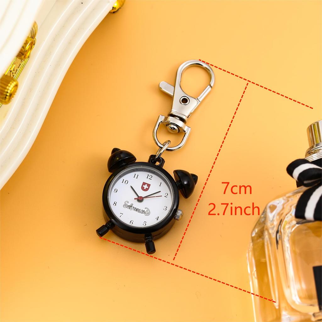 Mini süßer kleiner Wecker-förmiger Hängeuhr Schlüsselanhänger Uhr Tasche Cartoon Schlüsselanhänger Kreative Hänge-Dekoration Schlüsselanhänger