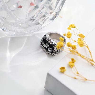 Punk Wind Titanium Steel Harley Motorcycle Personality Retro Index Finger Ring Ring Does Not Fade