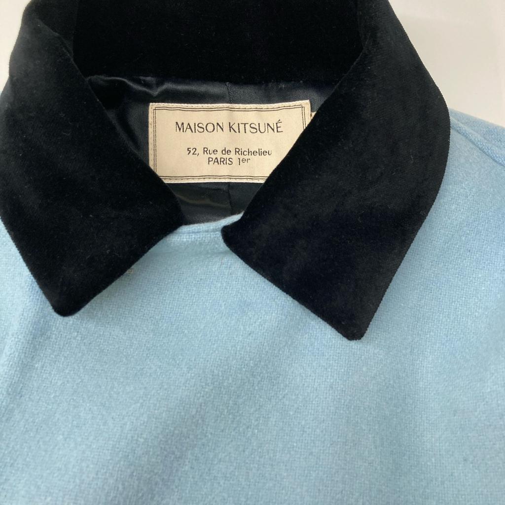 MAISON KITSUNE KWO-0452-B Wool coat 34 Blue x blackUsed