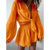 Fashion Shirt Ruffles Shorts Two-piece Set Casual Fashion Set Shirt Ruffle Shorts Set
