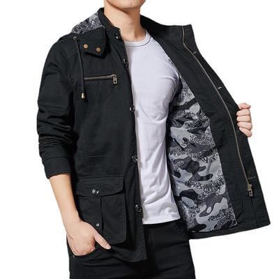 Men's Multi-Pocket Washed Cotton Windbreaker Jacket - Autumn/Winter 2022 Collection