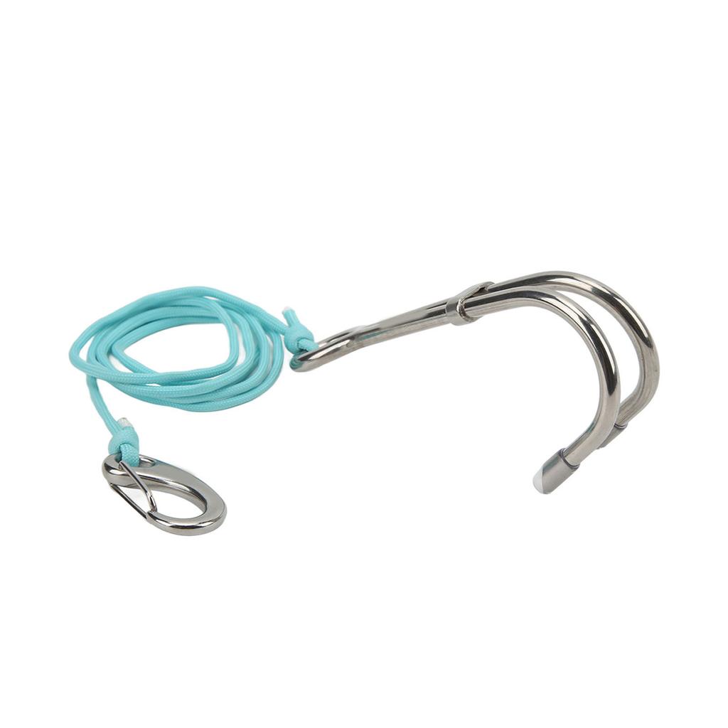Scuba Diving Double Dual Stainless Steel Drift Hook with Luminous Line for Cave Dive AccessoriesLuminous Sky Blue