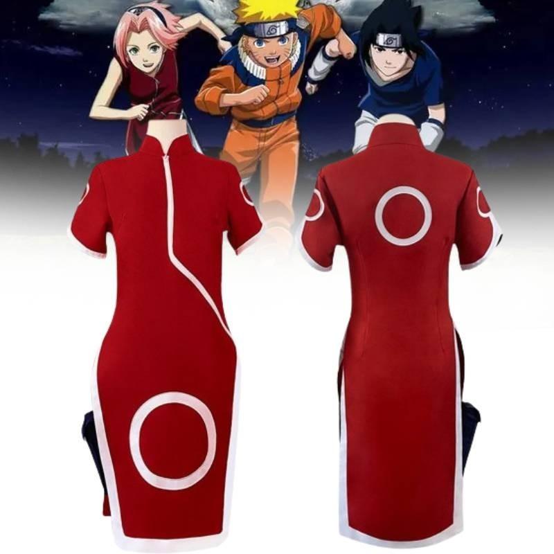 Costume Cosplay di Alta Qualità Haruno Sakura Unisex Abito Cheongsam Rosso Gioco di Ruolo Anime