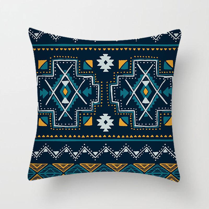 Bohemian Colorful Geometric Peach Skin Pillow Cover Retro Ethnic Style Cushion Cover Cushion Home