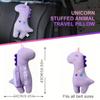 One pcs Travel pillow Soft purple and light-colored design with safety belt-style straps, portable cushion suitable for airplanes, cars, and offices