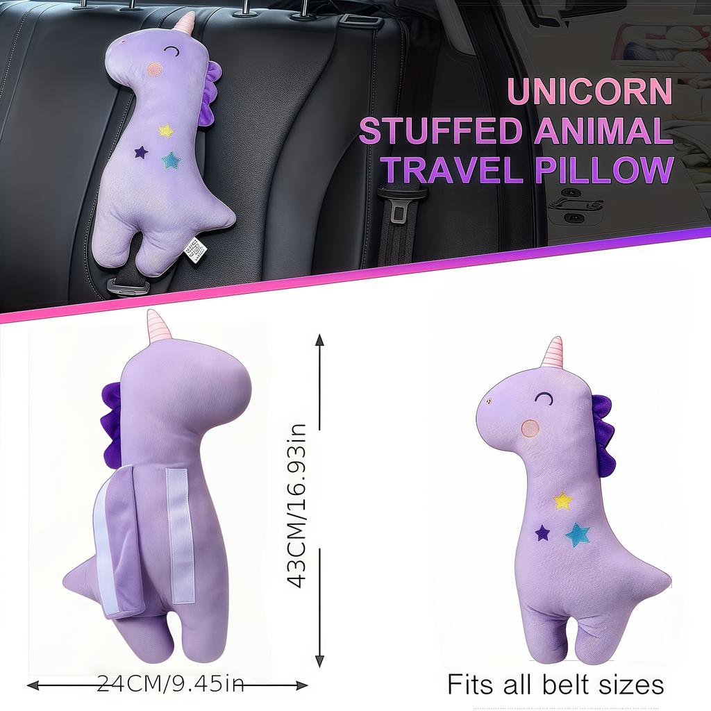 One pcs Travel pillow Soft purple and light-colored design with safety belt-style straps, portable cushion suitable for airplanes, cars, and offices