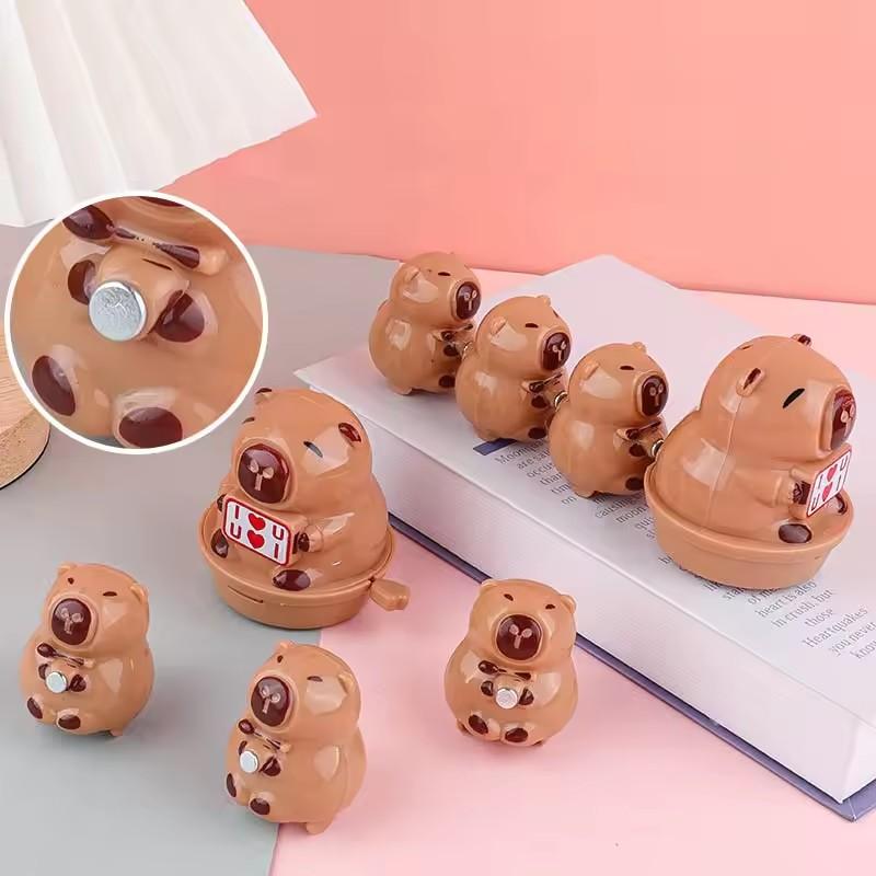 Funny Cute Capybara Clockwork Walking Toy Cartoon Animal Capybara One Big Three Small Magnetic Suction Sliding Car Creative Gift