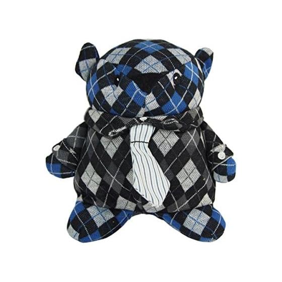 [GUND] Tie Bear Teddy Bear (Black x Blue x Argyle) 4037041