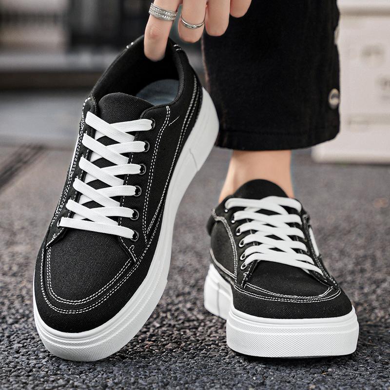 Fashion Mens Casual Shoes Low-top Canvas Breathable Student Casual Sneakers Outdoor Walking Sports Non-slip Versatile White Shoe for Men