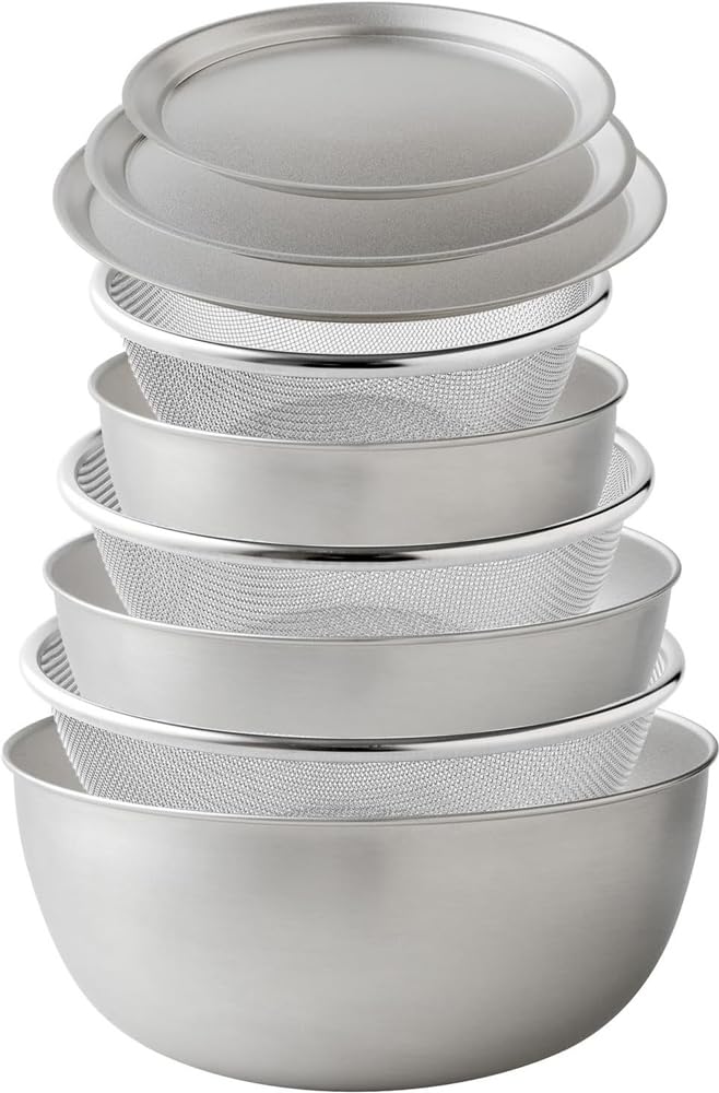 

Ernest in and Plate Set Stainless a favorite brand of major Product [Made Japan] 9-Piece Bowl, Colander, (15/18/21cm) Scratch-Resistant 18-8 Steel,