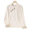 Elegant Chinese Beaded Embroidery Jacquard Long Sleeve Top for Spring/Autumn