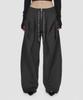 Milkeuaeswiaendeudolseu Fold Over Wide Sweatpants - Black