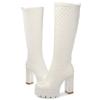 Punk Boots Women Winter Shoes Platform High Heels Knee-high Boots Fashion Snow Boots Female Sexy Black White Long Shoes Woman
