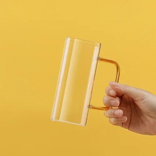 400ml Square Glass Mug Breakfast Milk Coffee Cup Microwave Safe Transparent Party Beer Mug Coffee Mug Drinkware Glass