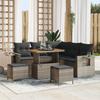 8-piece Garden Sofa Set with Grey Cushions In Poly Rattan Acacia 3361748