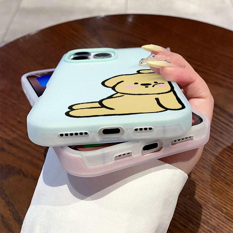 Patterned Matte Frosted Skin Feel Casing PC+TPU 2in1 Tired Dog Printed Protective Cover Soft Back Case