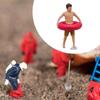 1/64 Diorama Figure Hand Painted Miniature Beach Surfing Scene Resin Figurines for Photo Props DIY