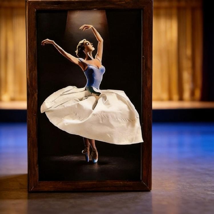 Natural Wood Tissue Box With Ballet Dancer Figure Desktop Paper Dispenser for Living Room Bedroom Bathroom