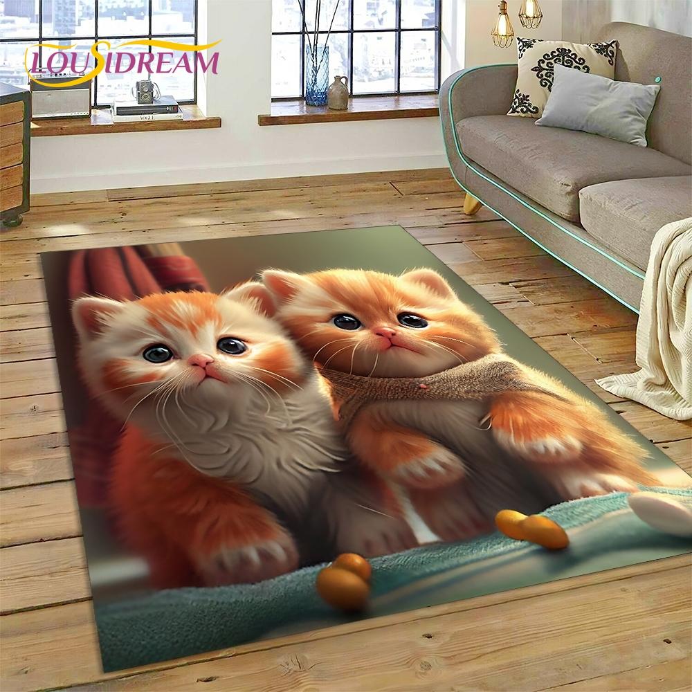 3D Persian Cat,Cute Calico Cat,Ragdoll Cartoon Rug Carpet for Living Room Bedroom Home Decor,Non-slip for Sofa  Doormat Gift Kid