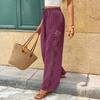 Women’s Loose Fit Wide Leg Drawstring Pants with Floral Cutout Design Lightweight Casual Trousers for Daily Wear