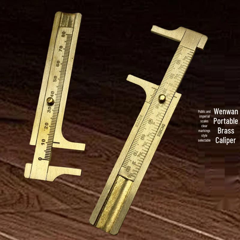 Portable Retro-Style Mini Vernier Caliper: Double-Scale Brass Ruler