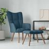 Vidaxl Armchair with Footrest, Blue, Upholstered In Velvet