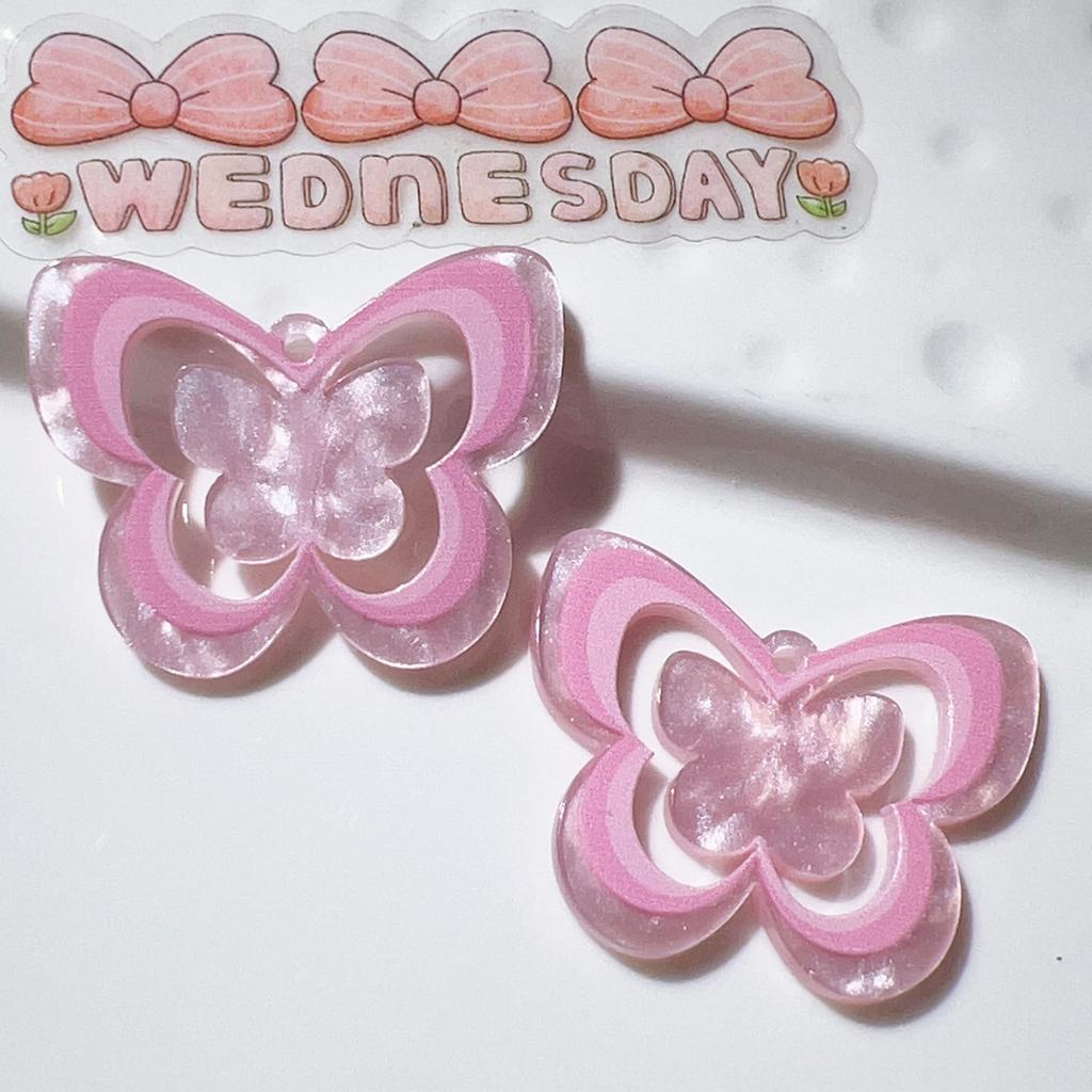 Exquisite Acrylic Hollow Butterfly Pendant Ideal for DIY Jewelry Making Acrylic Butterfly Charm with Hoop Necklaces