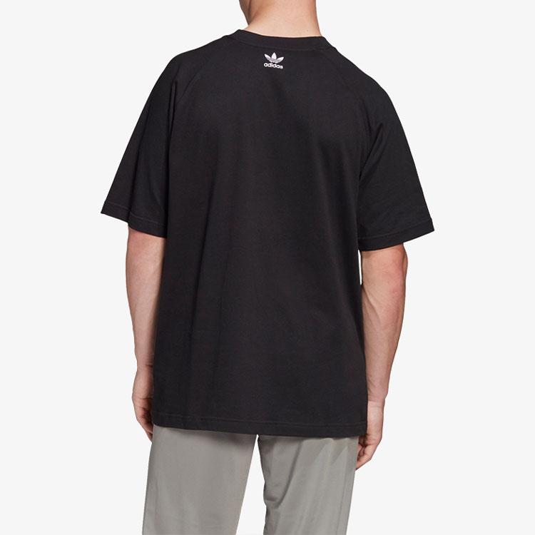 adidas Originals Big Trefoil Boxy Tee Oversized Print Men Tops Black FM9904