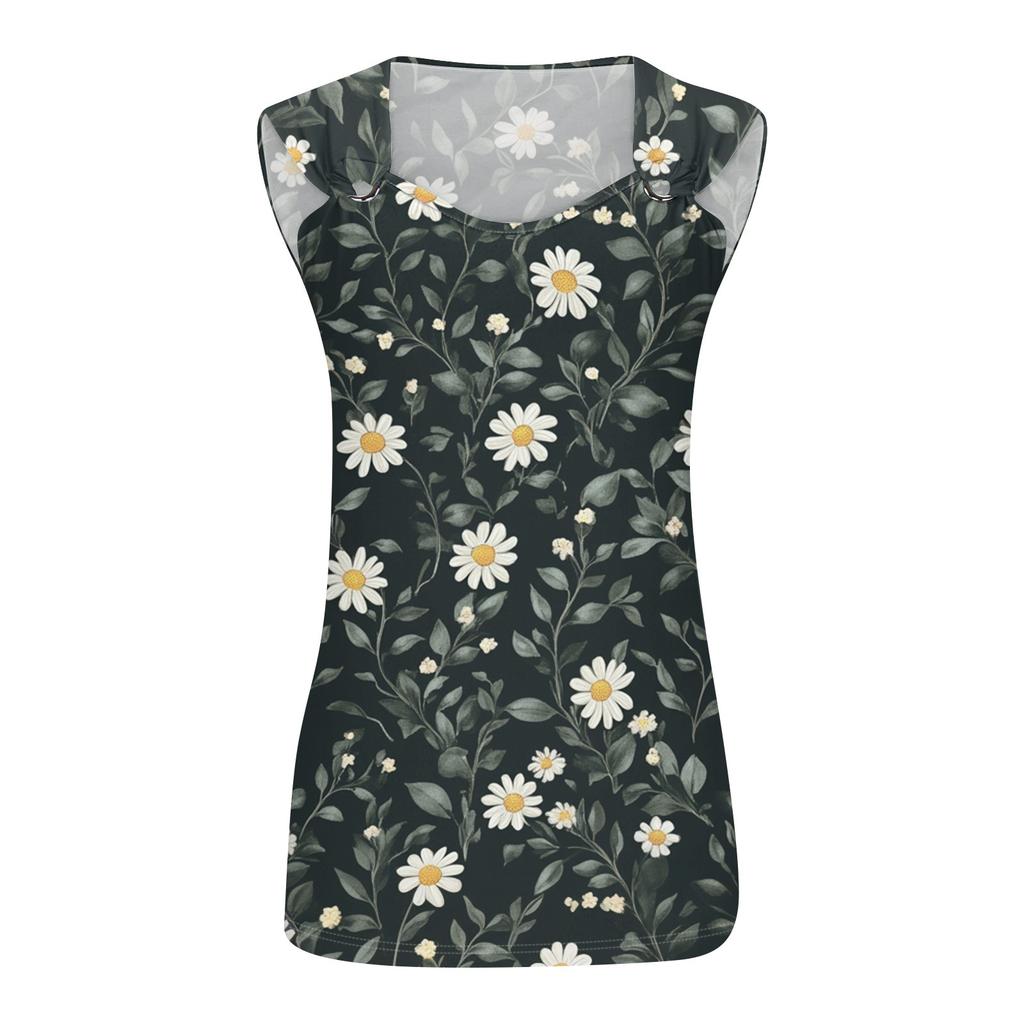 Womens Tank Top V Neck Basic Printed Casual Flowy Sleeveless Deep Side Cut Tops For Women