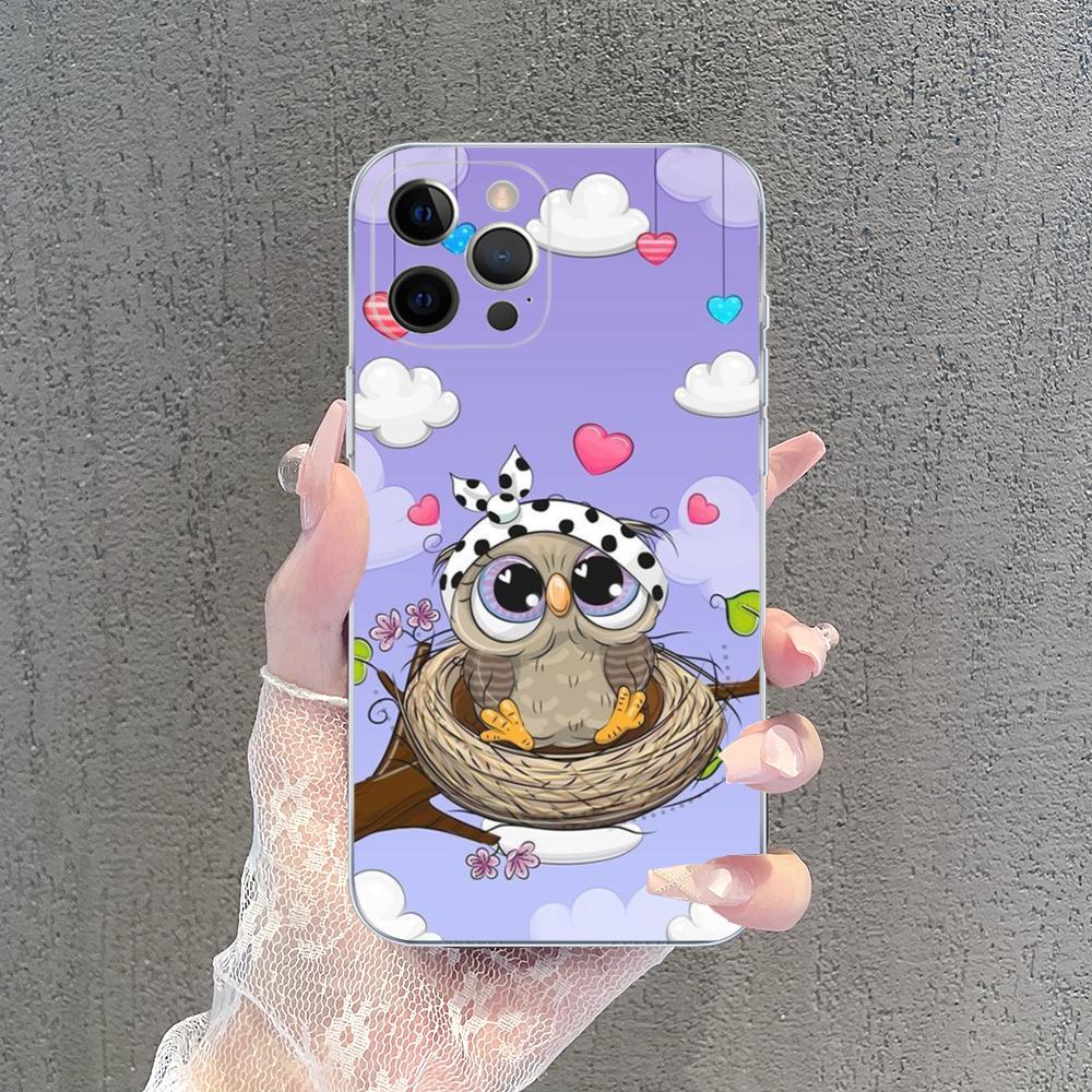 Cartoon Cute Owl Lovers Phone Case For iPhone 15 14 13 12 Mini 11 Pro XS Max X XR SE 6 7 8 Plus Soft Silicone Cover