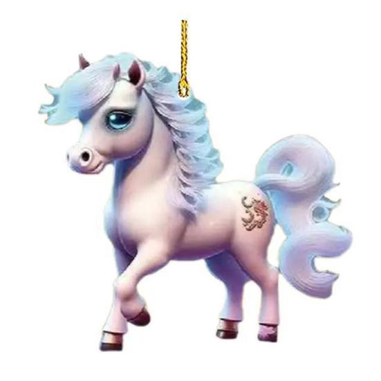 Vánoční ozdoba kůň 2D plochá akrylová ozdoba na vánoční stromek Dárky s koněm pro ženy Milovníky koní Farmáře Přátele