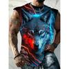 Summer Men's Sleeveless Vest, with Printed Design, Lightweight and Breathable, Suitable for Beach Leisure and Vacation, Machine Washable