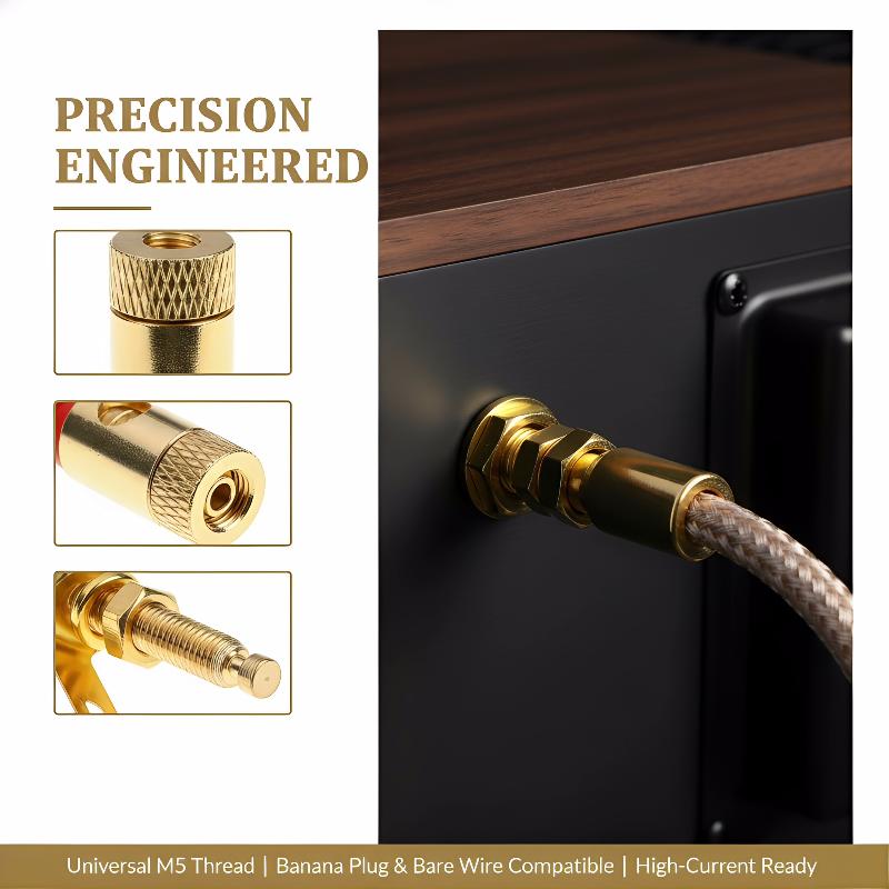 1Pc Gold Plated Amplifier Speaker DIY Lengthen Push-Type Terminal Binding Posts