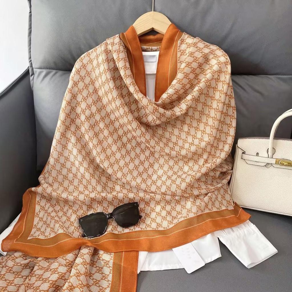 Geometric Chic Satin Scarf - Large, Luxurious Color Block Design - Imitated Silk, Windproof, Versatile Head Wrap & Beach Accessory for Travel Styling