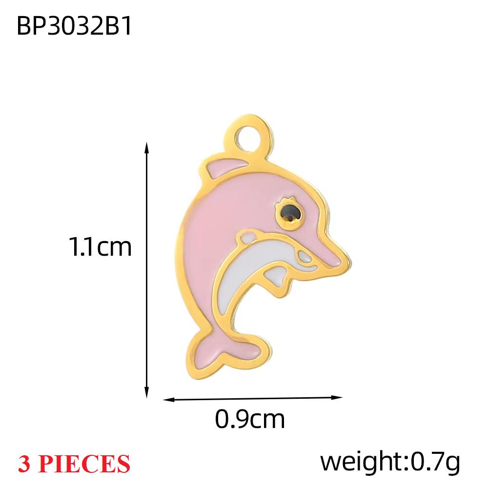 3PCS/LOT CARLIDANA Enamel Turtle Rabbit Bear Charms, Colored Stainless Steel Pendants for Women DIY Necklace Jewelry