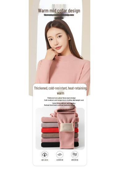 Women's Autumn Lambswool & Fleece Thermal Set: 460g Brushed Velvet Top & Bottoms for Cold Weather