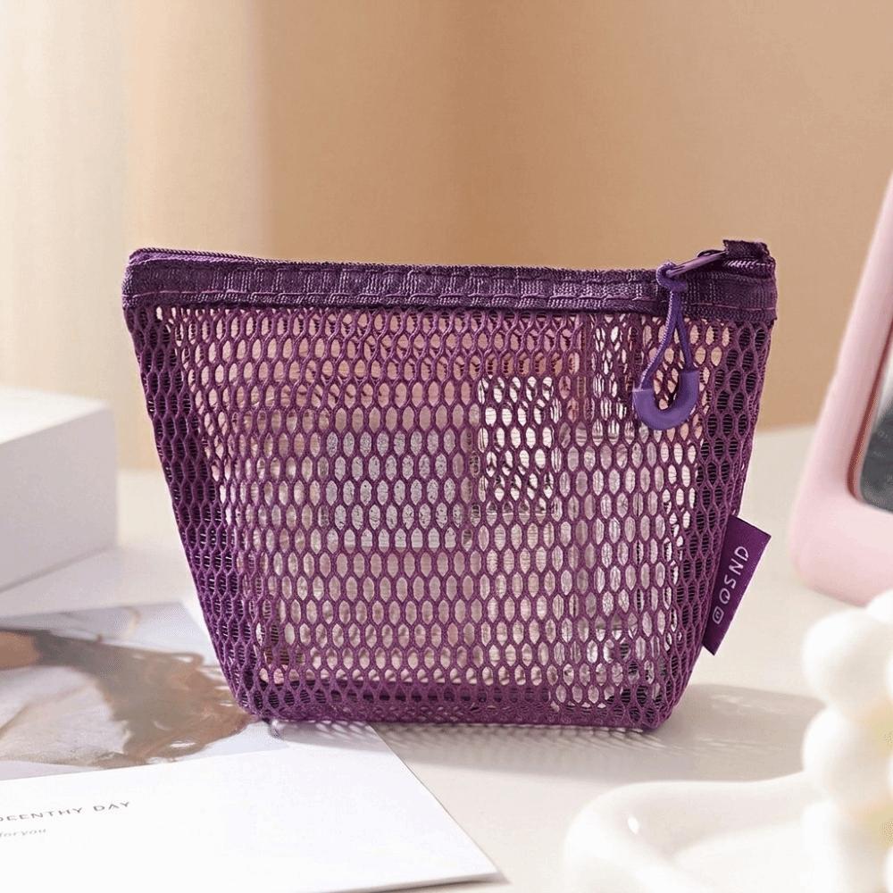 Square Transparent Storage Bag Breathable Mini Zipper Coin Purse Cosmetic Bag Office Organization