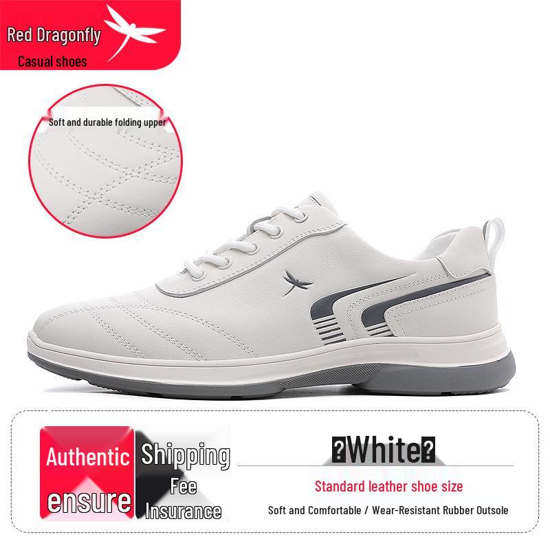 Red Dragonfly Men s Waterproof White Leather Casual Sneakers – New Spring Arrival 38