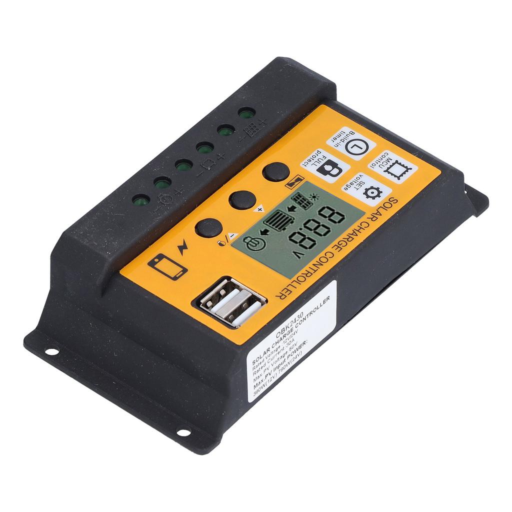 Smart Charge Controller Photovoltaic Power Generation Automatic Control Equipment 12V 24V 30AYellow