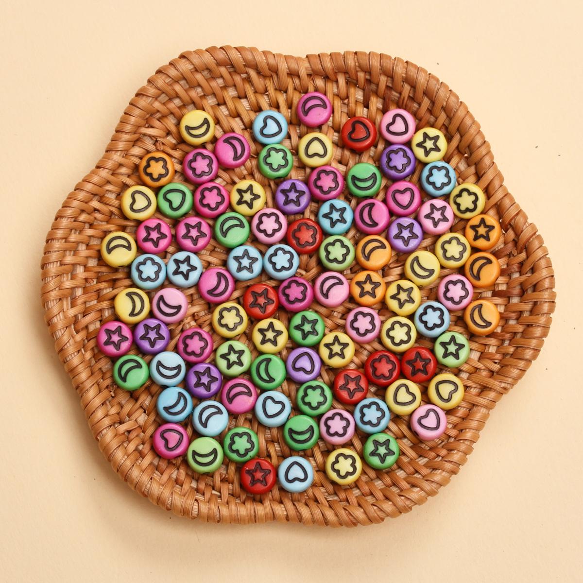 

7 мм 100 шт. Круглый браслет Узор звезды и луны Изготовление ювелирных изделий DIY Серьги Ожерелье Аксессуары для браслета