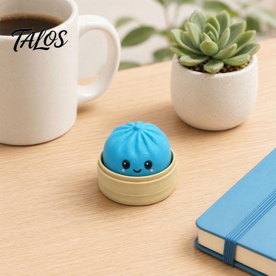 Anxiety Relief Keychain Press Button Keychain, Steamed Bun Decompression Toy with Smiling Face Pattern, Soft Squishy Slow Rebound Feel Portable