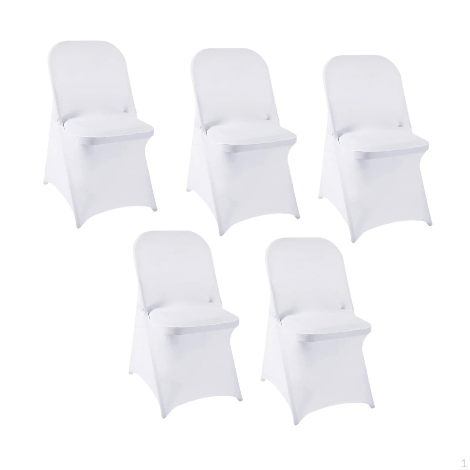 

5 Pieces Spandex Folding Chair Covers Slipcovers Protector for Decoration белый
