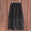 New Splicing Cotton and Linen Pants Wide-leg and Wide Casual Pants Sun Protection Elastic Loose Large Size Nine-point Pants